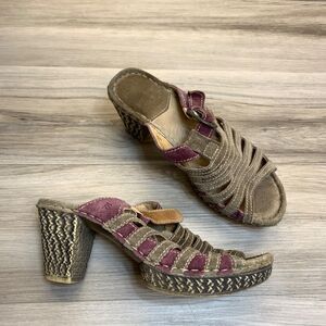 Josef Seibel Womens Cute Slip On Shoes Heels Strappy Sandals Size 37 6 Leather